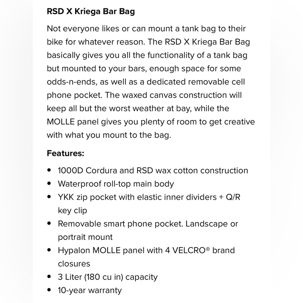NWOT Roland Sands Design X Kreiga Bar Bag - Picture 2 of 11